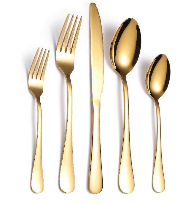 Popular gold cultery flatware set with different colors